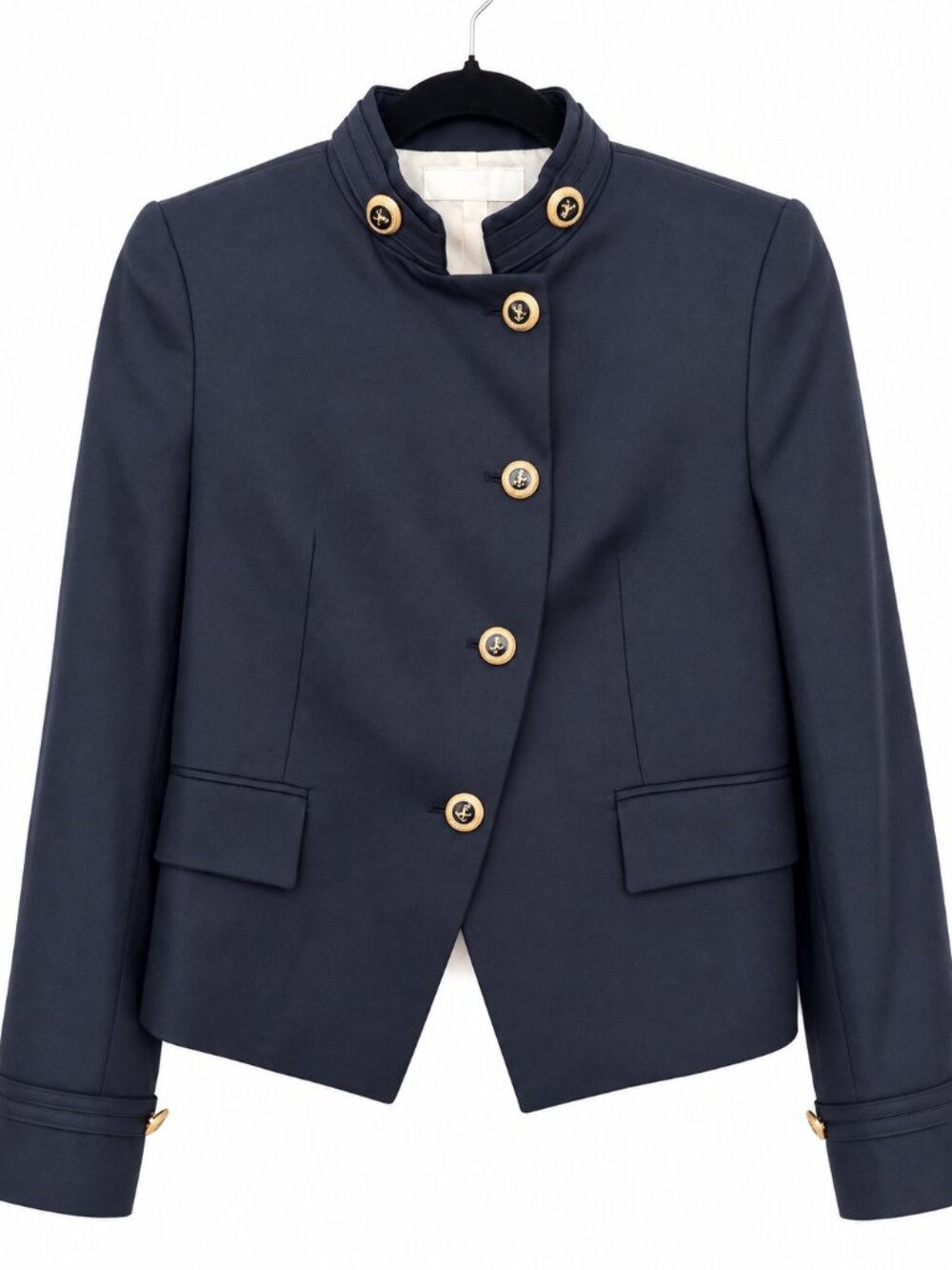 NWT Zara Gold Button Fitted Blazer Navy Blue Size S